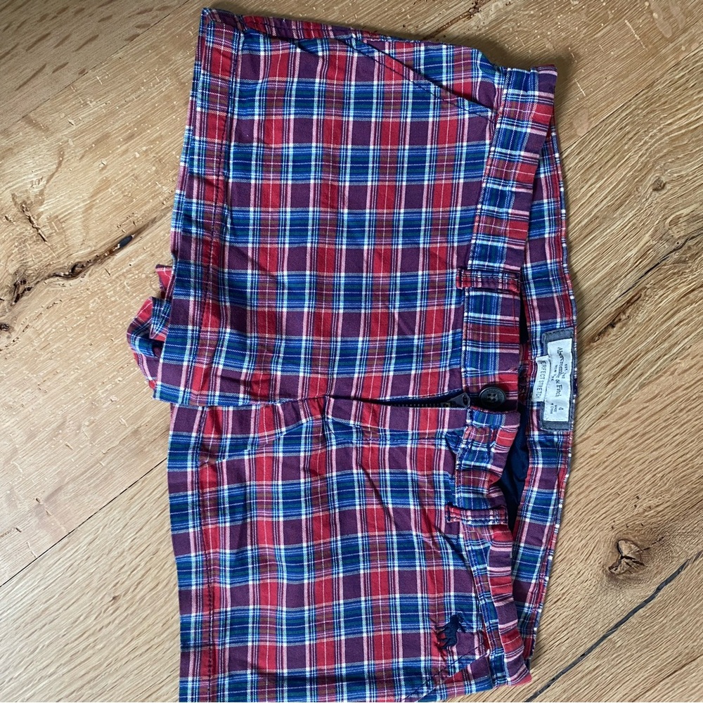 Abercrombie & Fitch Red and Blue Checkered Shorts